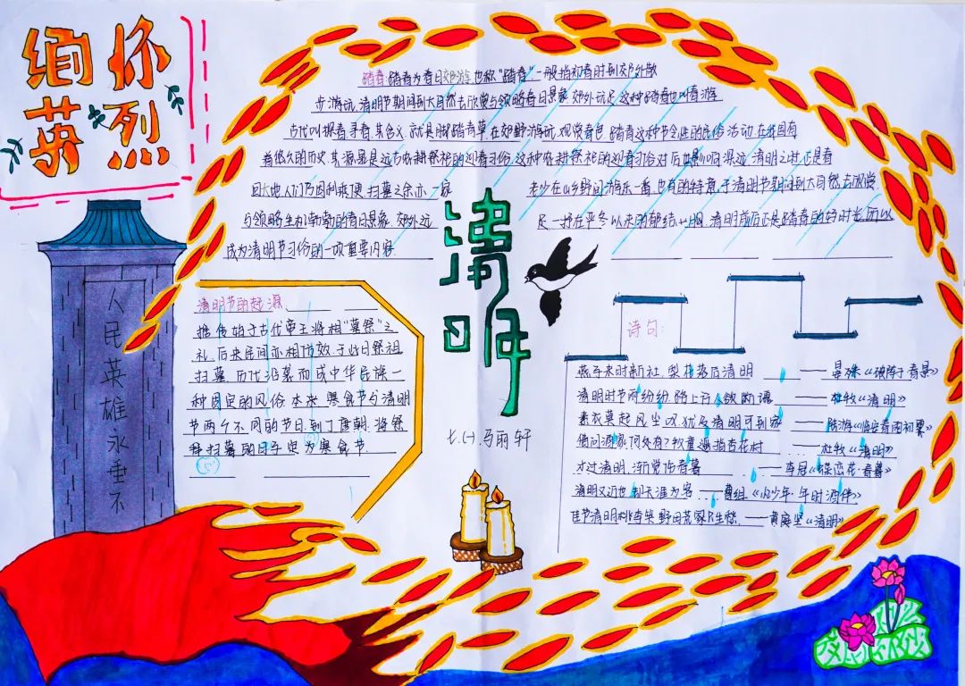 經(jīng)典研習，文明緬懷｜洛陽東外初中部清明節(jié)手抄報展示活動